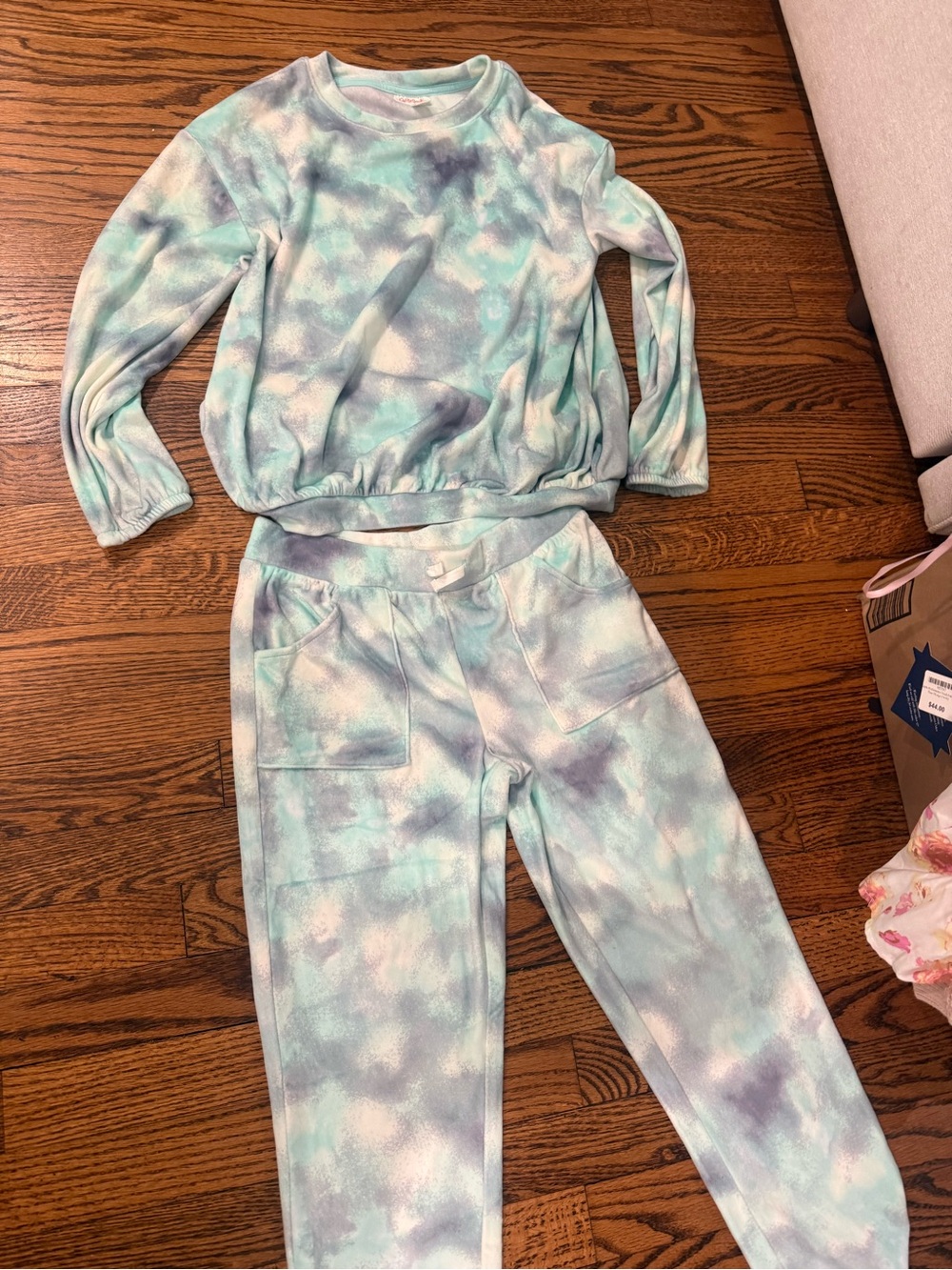 Cat & Jack Aqua and Gray Tie-Dye Jogger Set